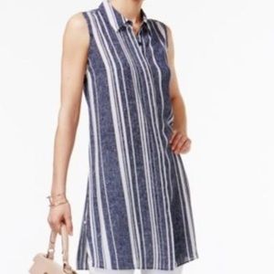 Alfani tunic navy stripe dress shirt